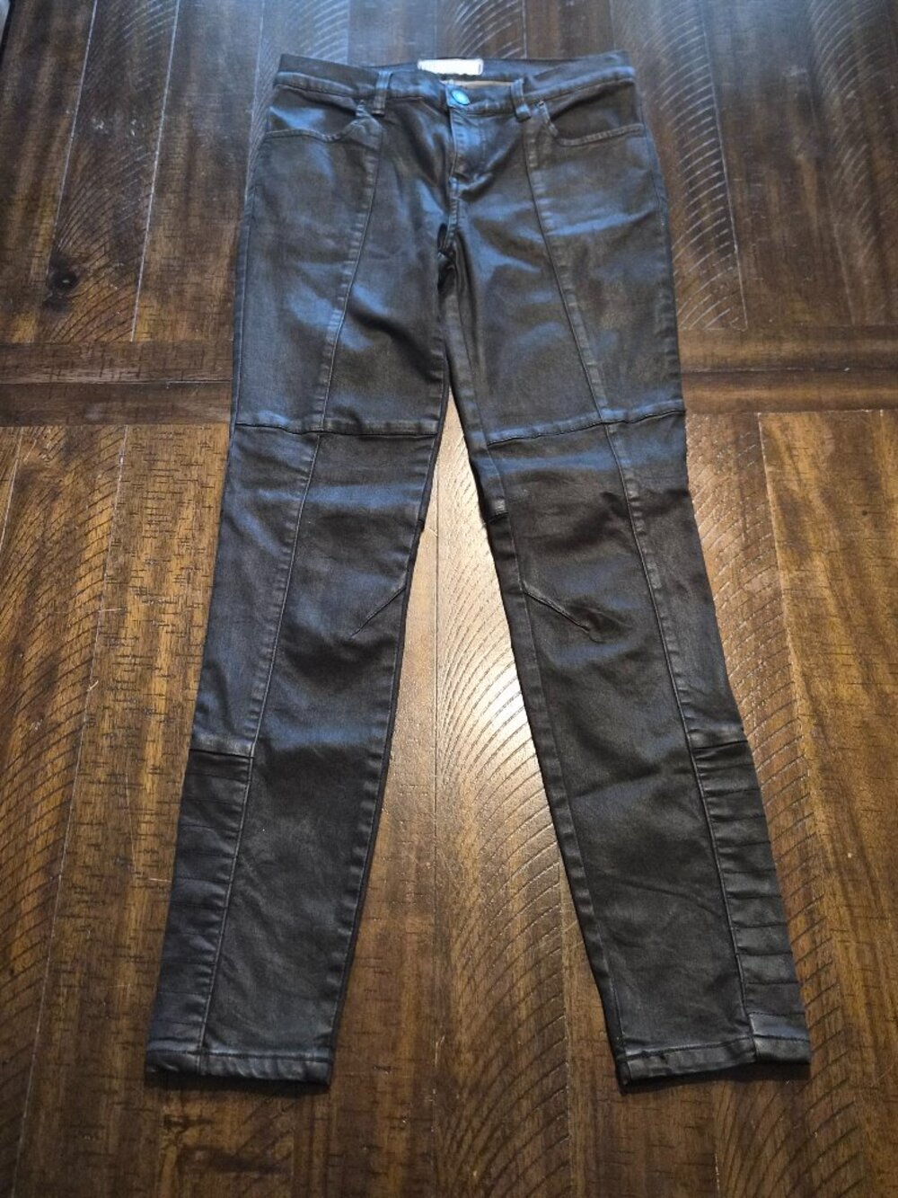 Free People Moto Skinny Jeans Women 27 Black Biker Grunge Goth Witchy Metal H083